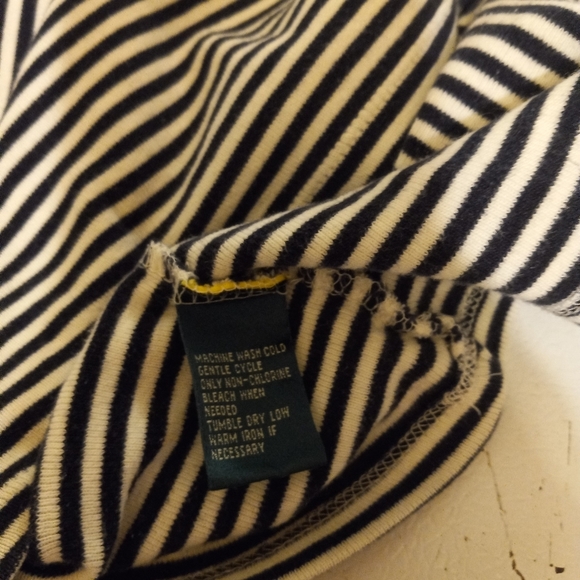 LAUREN Ralph Lauren Sweater Blouse Shirt Black White Strips PM/36 Petite - Picture 7 of 7